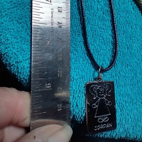 Silver girl name Jordan Pendant Necklace black cord - Picture 2 of 4